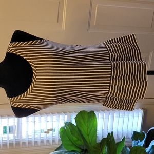 Thought Desert Brown White striped sleeveless top peplum Sustainable Hemp 6 …New